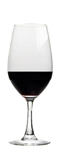 Red wine in a wine glass.
