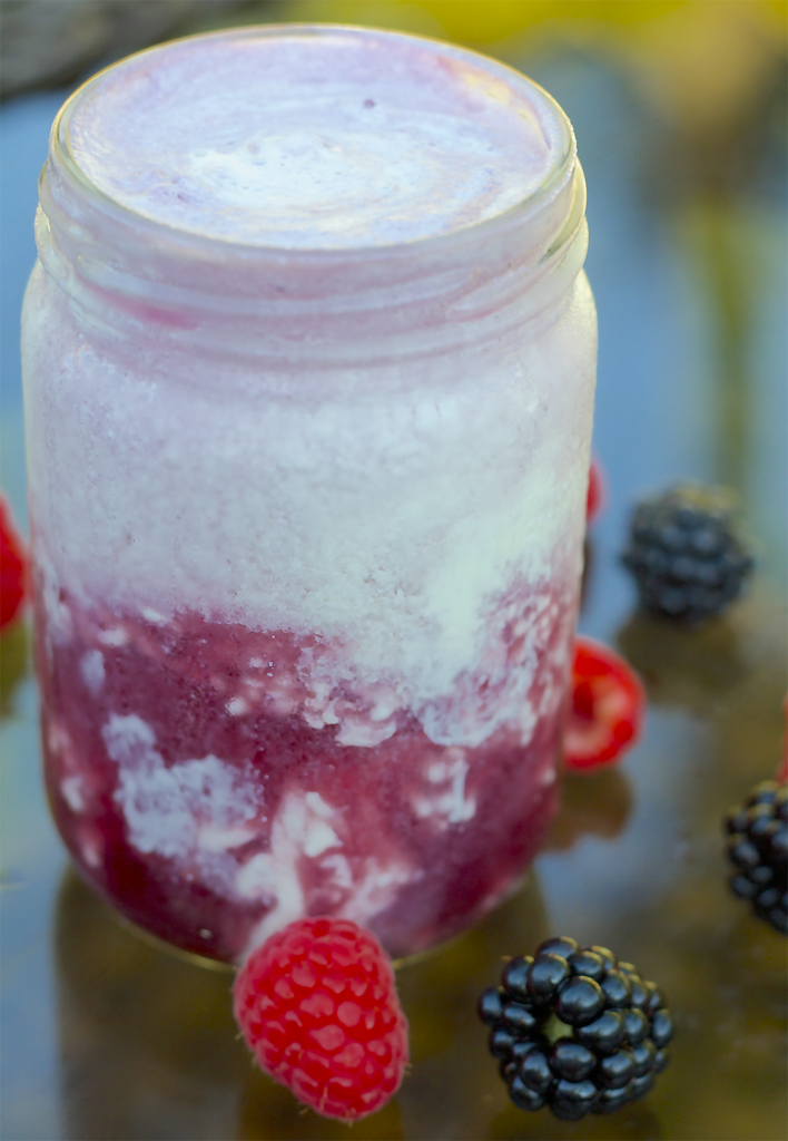 Red Electra Float with blackberries and raspberries