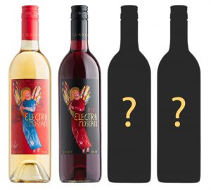 Electra Moscato and Red Electra Moscato wine new packaging reveal showing new bottles and two others still to come.