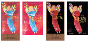 Electra Moscato and Red Electra Moscato wine label comparison, the old design VS the new 2018 vintage.