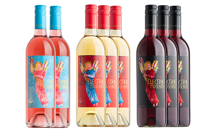 Club Electra release with 8 bottles: 2 bottles of Rosé, 3 bottles of Electra, and 3 bottles of Red Electra in line.