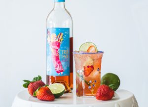Electra Rose Moscato Margarita with strawberries and limes