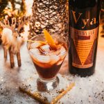 Fancy Sour Vermouth Cocktail with Vya Sweet Vermouth in a winter wonderland scene