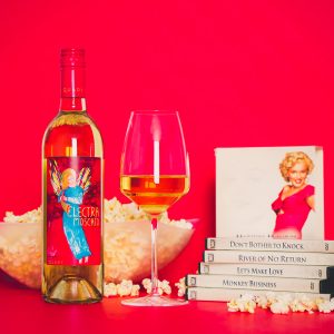 Wine-Themed Gift Experience Idea: Mother's Day Movie Night with Electra Moscato and popcorn