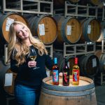 Crystal Weaver at the barrel room with Electra wines