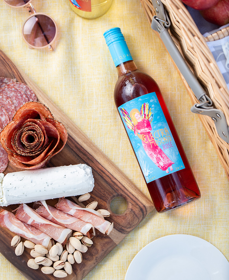Electra Moscato Rosé with charcuterie