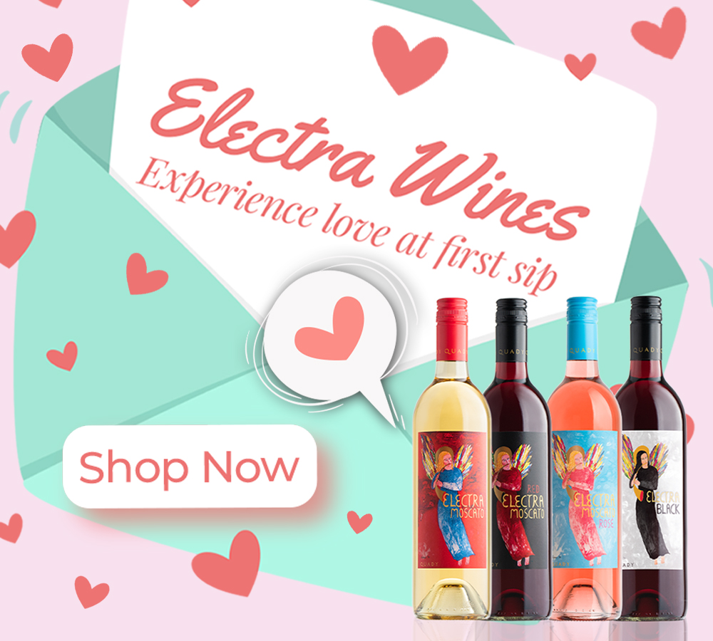 Valentine’s Day Banner ELECTRA WINES Experience love at first sip Shop Now