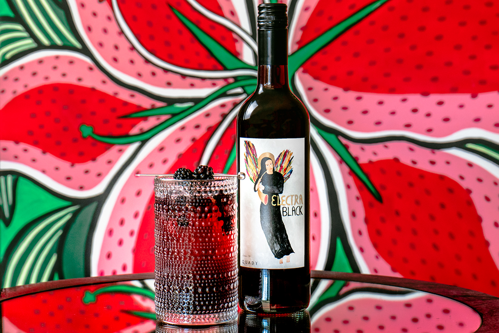 Electra Black with a Blackberry Crush cocktail