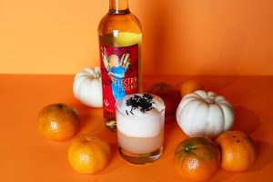 Orange creamsicle cocktail with Electra Moscato, oranges and pumpkins