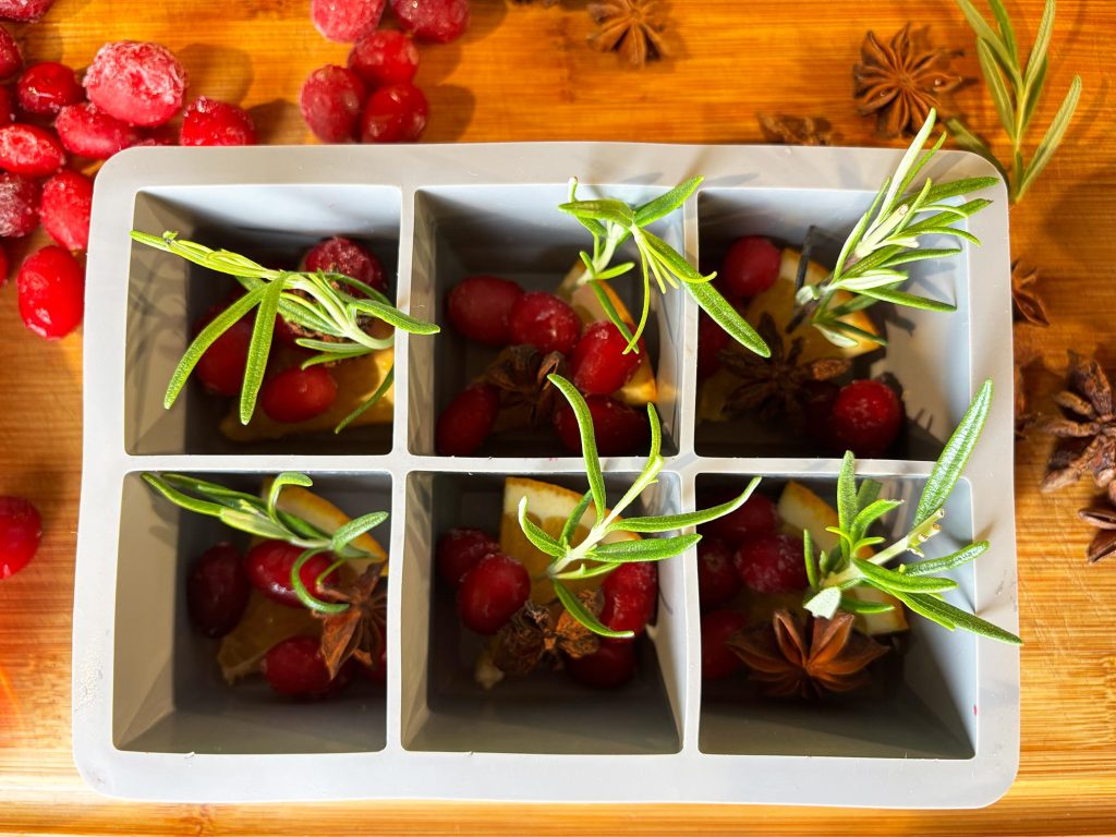 Holiday ice cube prep